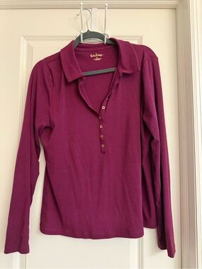 Lilly Pulitzer Long Sleeve Henley Top - Magenta